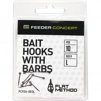 Шипы для бойлов/приманок FEEDER CONCEPT FLAT METHOD BAIT HOOKS WITH BARBS р,001S 10шт.